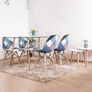 Comedor Rubi 130x80cm + 4 Sillas Patchwork 