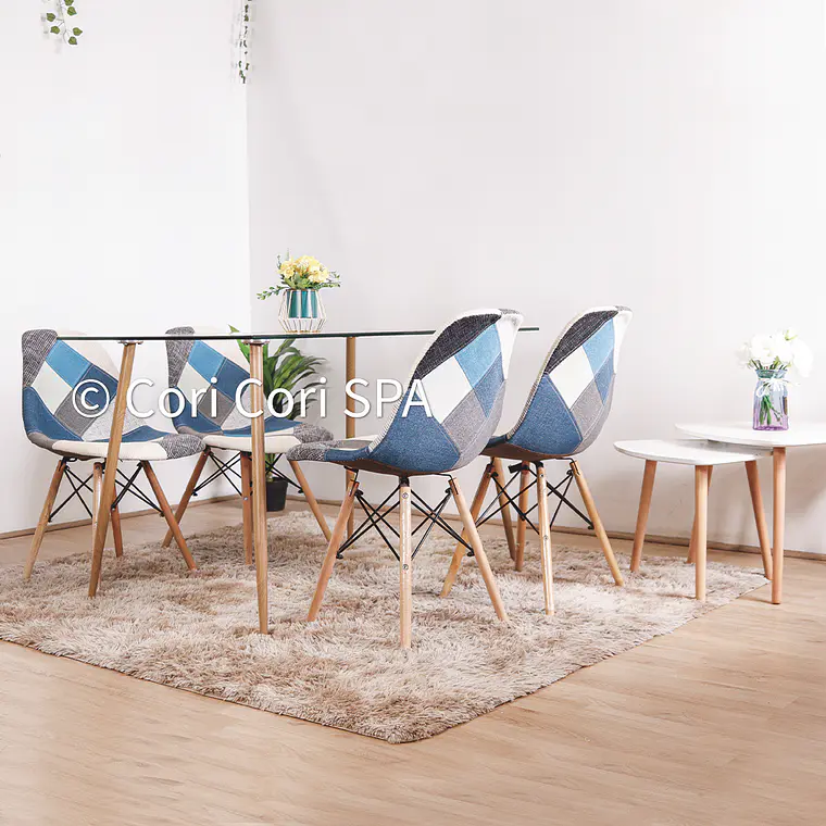 Comedor Rubi 130x80cm + 4 Sillas Patchwork  2