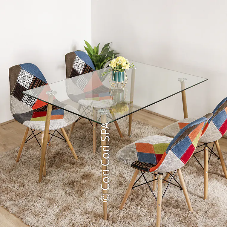Comedor Rubi 130x80cm + 4 Sillas Patchwork  3