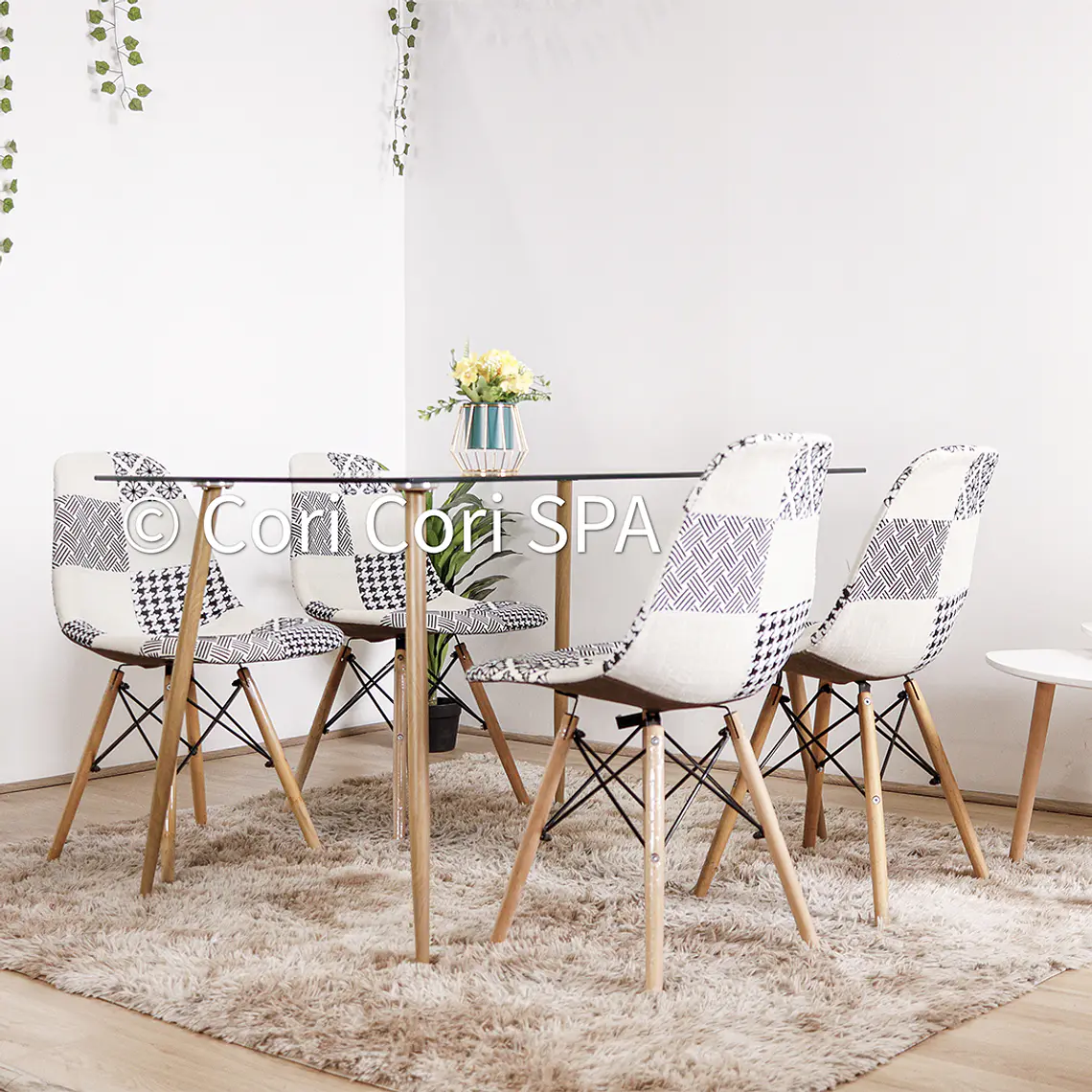 Comedor Rubi 130x80cm + 4 Sillas Patchwork  4