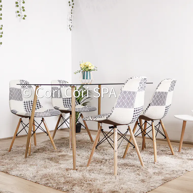 Comedor Rubi 130x80cm + 4 Sillas Patchwork  4