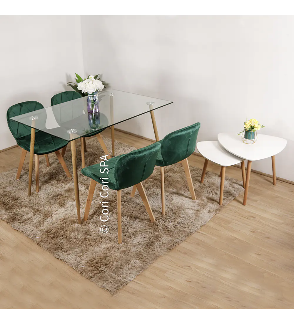 Comedor Rubi  120x80cm + 4 Sillas Mariposa Velvet