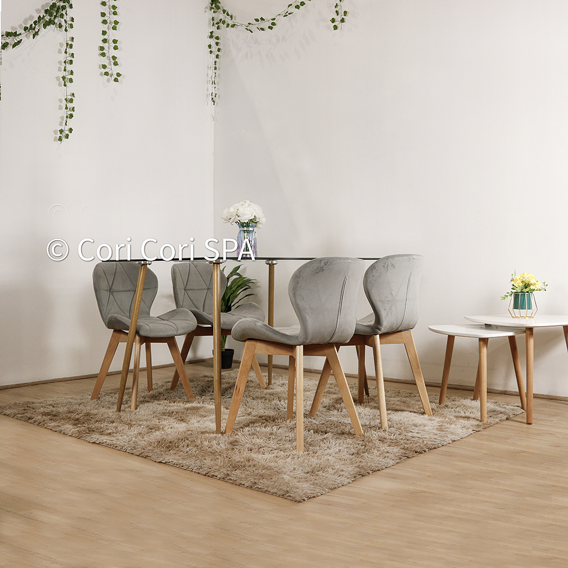 Comedor Rubi  120x80cm + 4 Sillas Mariposa Velvet 1