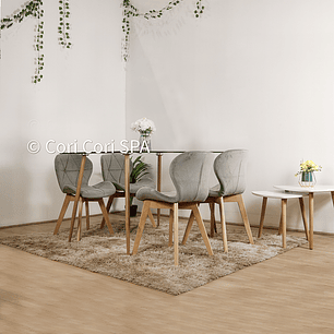 Comedor Rubi  120x80cm + 4 Sillas Mariposa Velvet