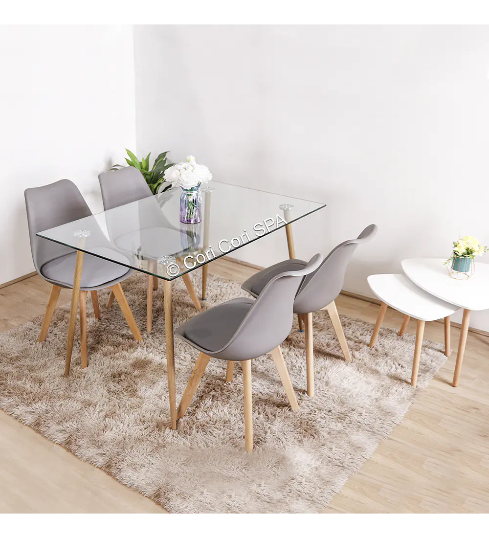 Comedor Rubi 130x80cm + 4 Sillas Tulip