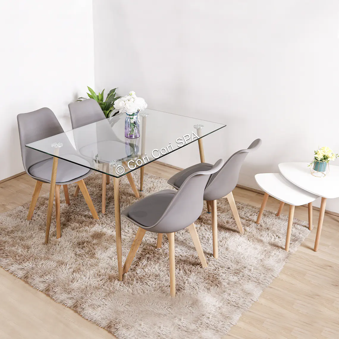 Comedor Rubi 130x80cm + 4 Sillas Tulip 2