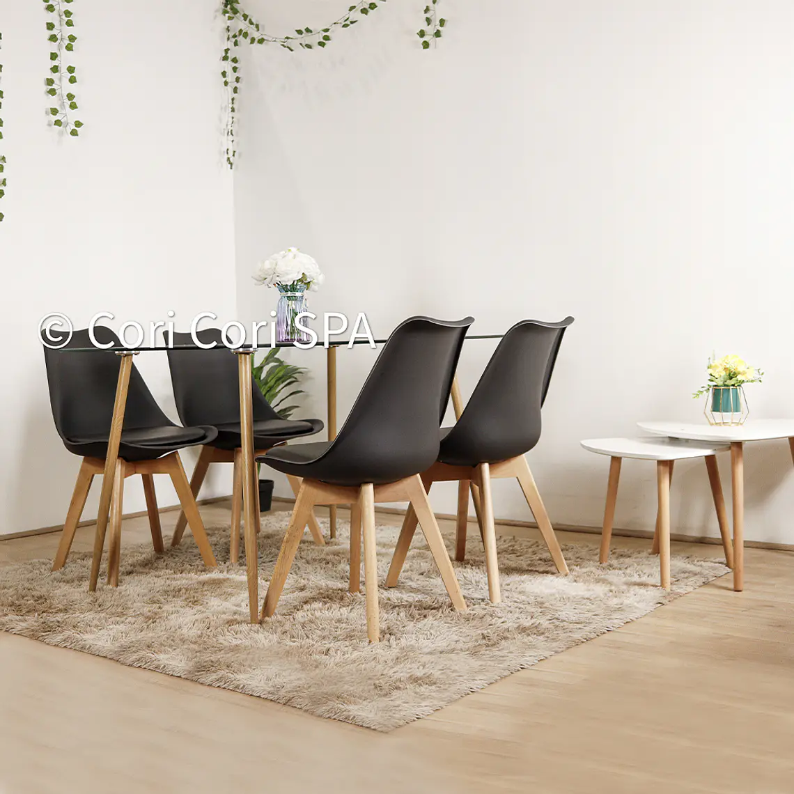 Comedor Rubi 130x80cm + 4 Sillas Tulip 3