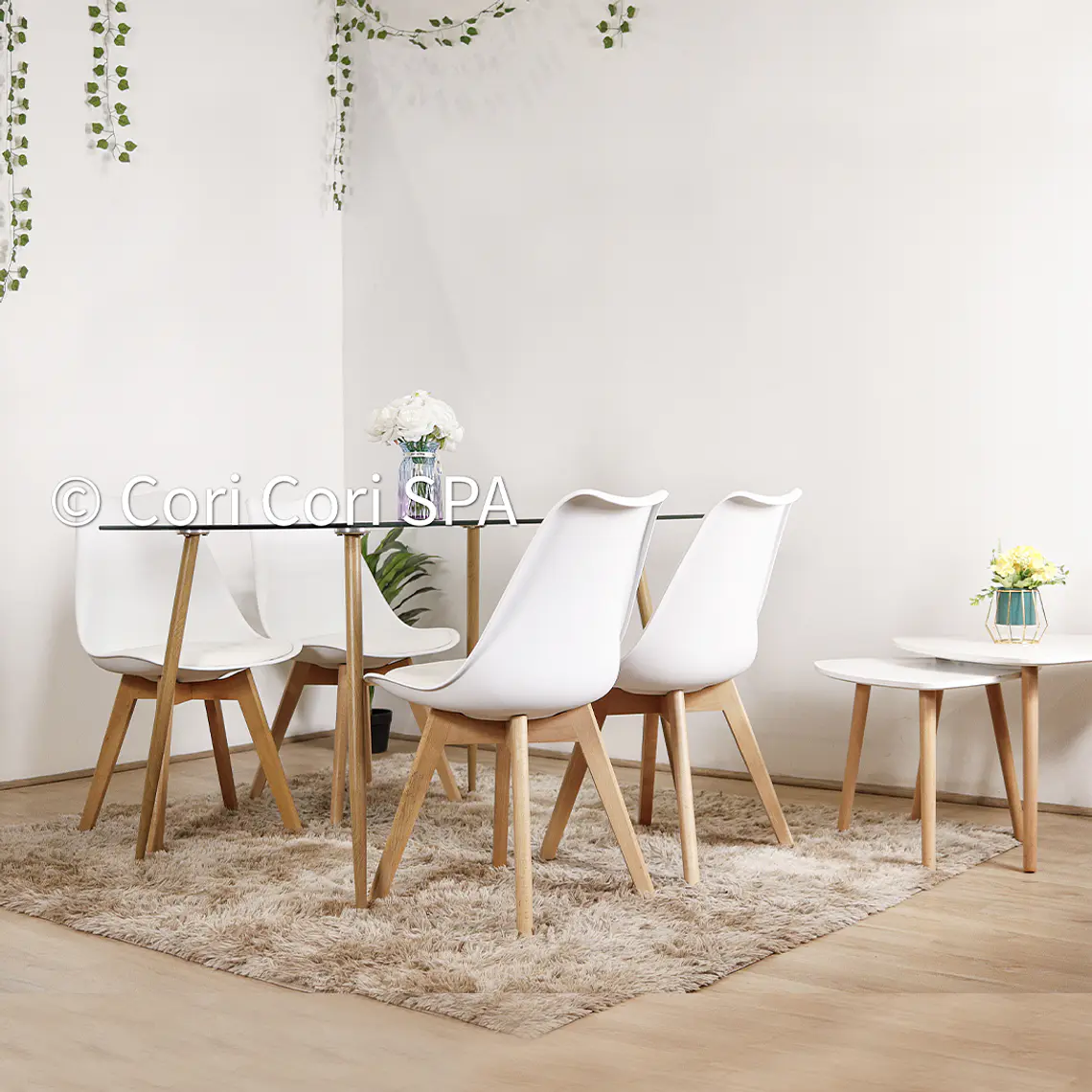 Comedor Rubi 130x80cm + 4 Sillas Tulip 1