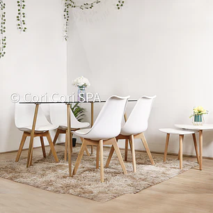 Comedor Rubi 130x80cm + 4 Sillas Tulip