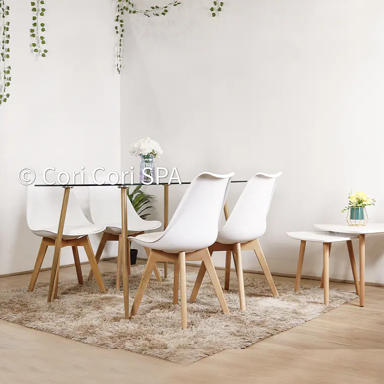 Comedor Rubi 130x80cm + 4 Sillas Tulip 1