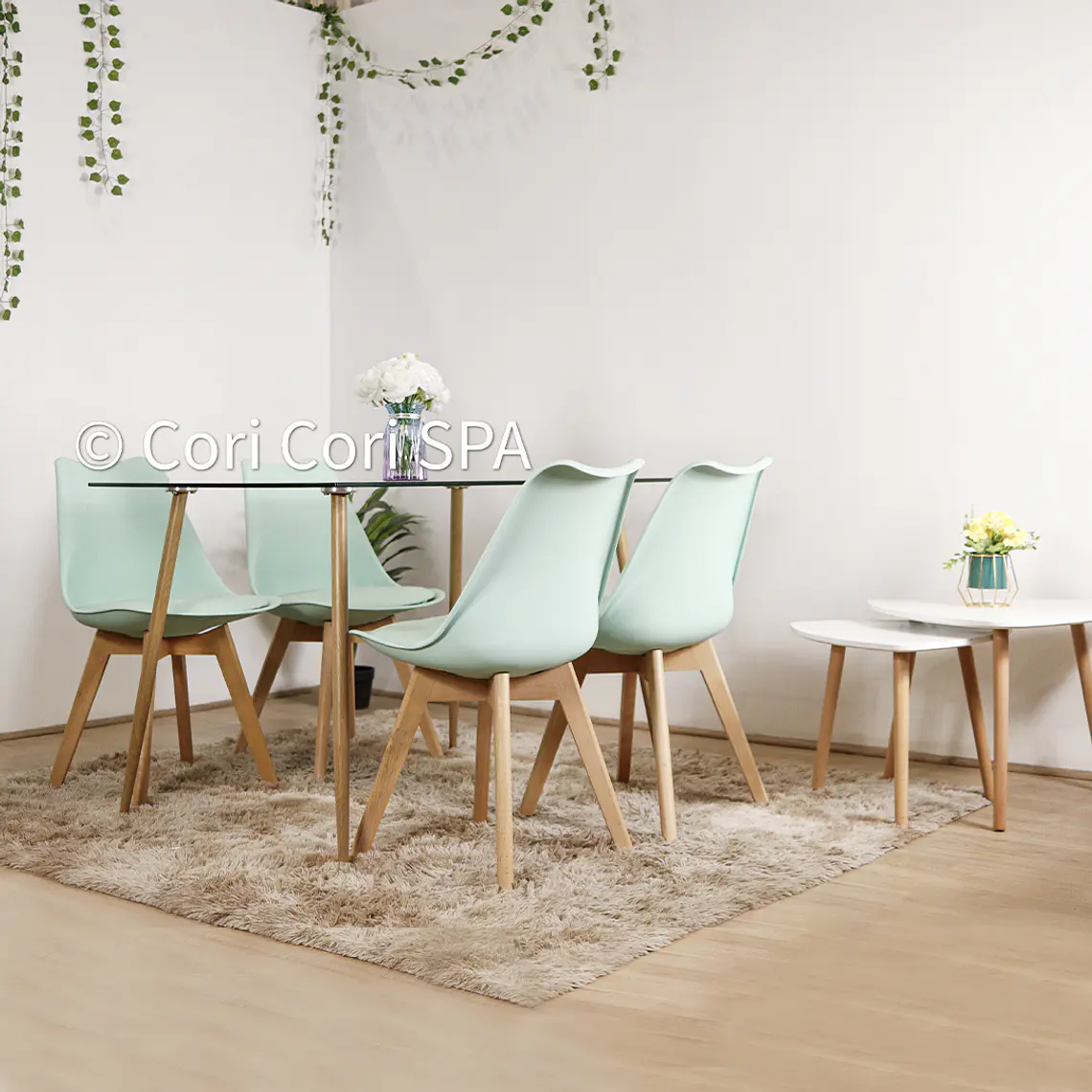 Comedor Rubi 130x80cm + 4 Sillas Tulip 4