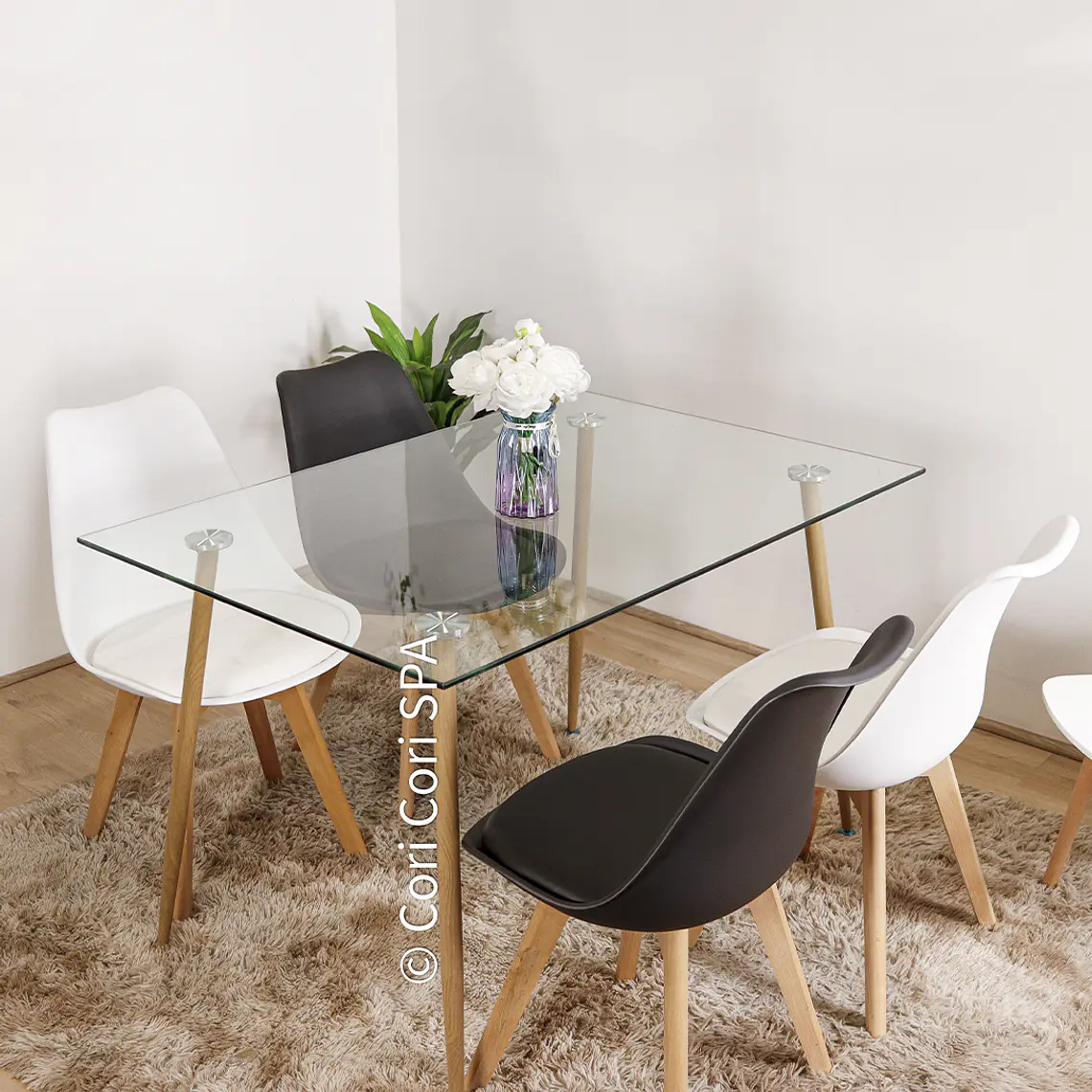 Comedor Rubi 130x80cm + 4 Sillas Tulip 7