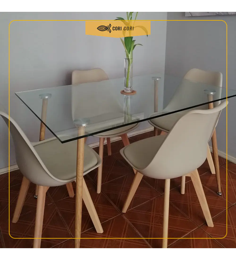 Comedor Rubi 130x80cm + 4 Sillas Tulip