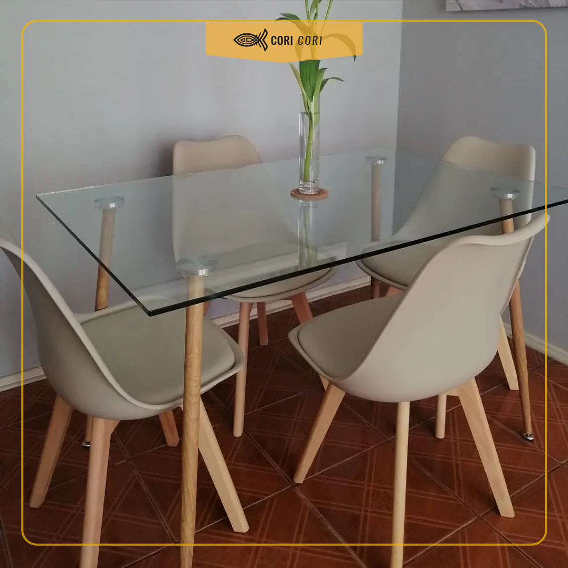 Comedor Rubi 130x80cm + 4 Sillas Tulip 8