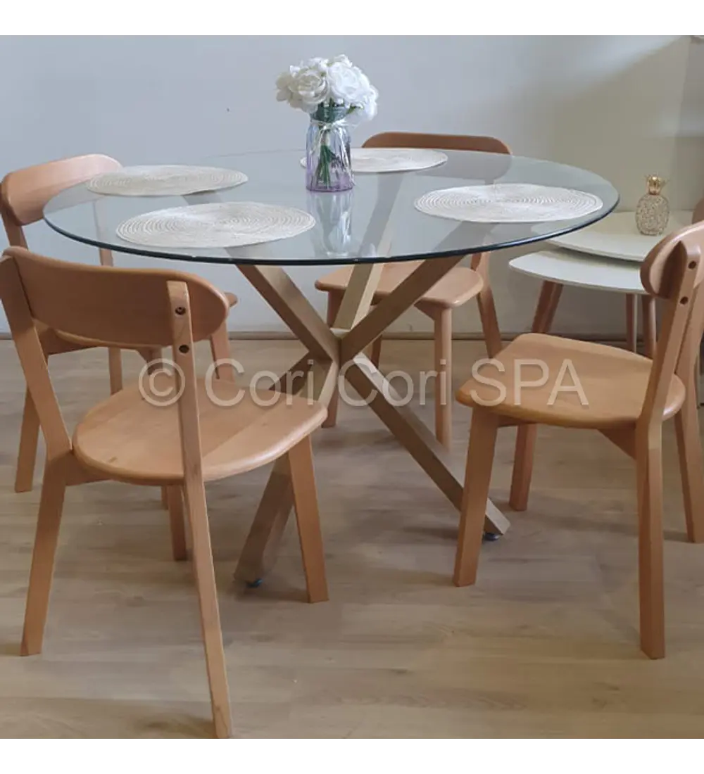 Comedor Warwick 120cm + 4 Sillas Fresno Madera
