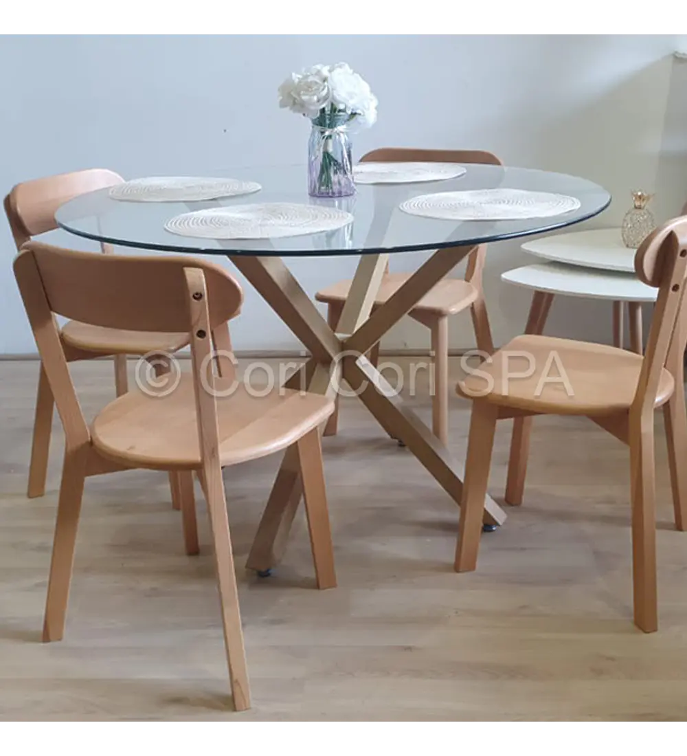 Comedor Warwick 120cm + 4 Sillas Fresno Madera