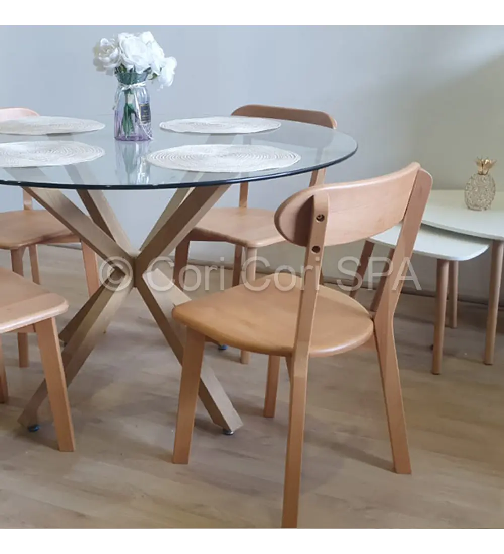 Comedor Warwick 120cm + 4 Sillas Fresno Madera