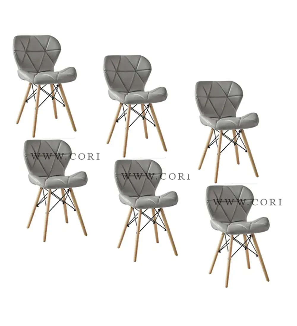 Pack 6 Silla Eames Mariposa Ecocuero