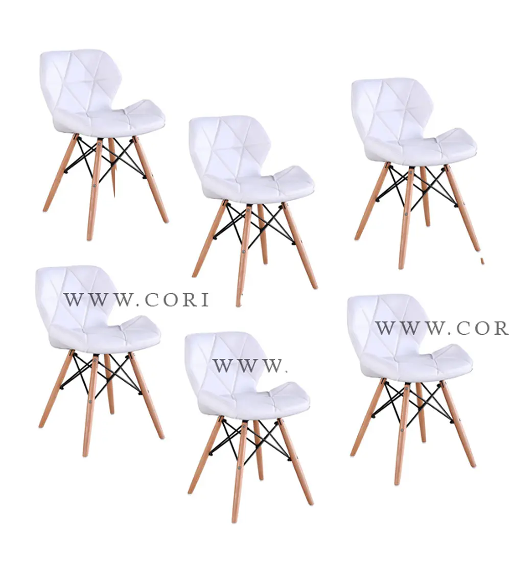 Pack 6 Silla Eames Mariposa Ecocuero