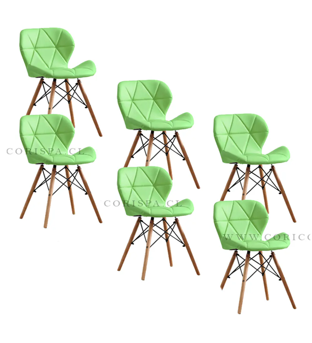Pack 6 Silla Eames Mariposa Ecocuero
