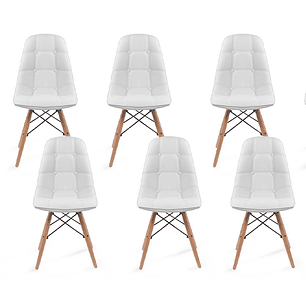 Pack 6 Sillas Capitonne Eames Ecocuero