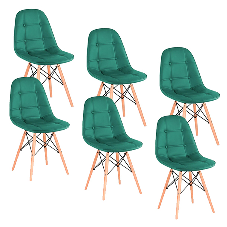 Pack 6 Sillas Capitonne Eames Ecocuero 3