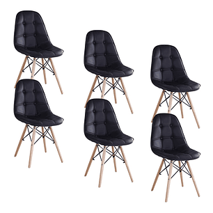 Pack 6 Sillas Capitonne Eames Ecocuero