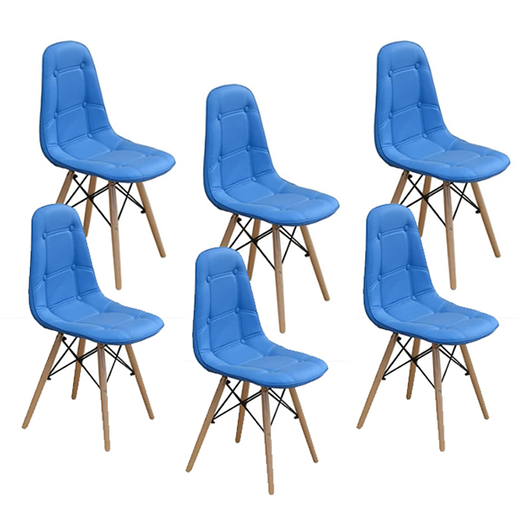 Pack 6 Sillas Capitonne Eames Ecocuero 4