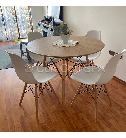 Comedor Mesa Wood 100cm + 4 Sillas Eames