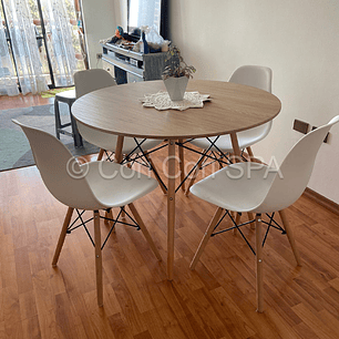 Comedor Mesa Wood 100cm + 4 Sillas Eames