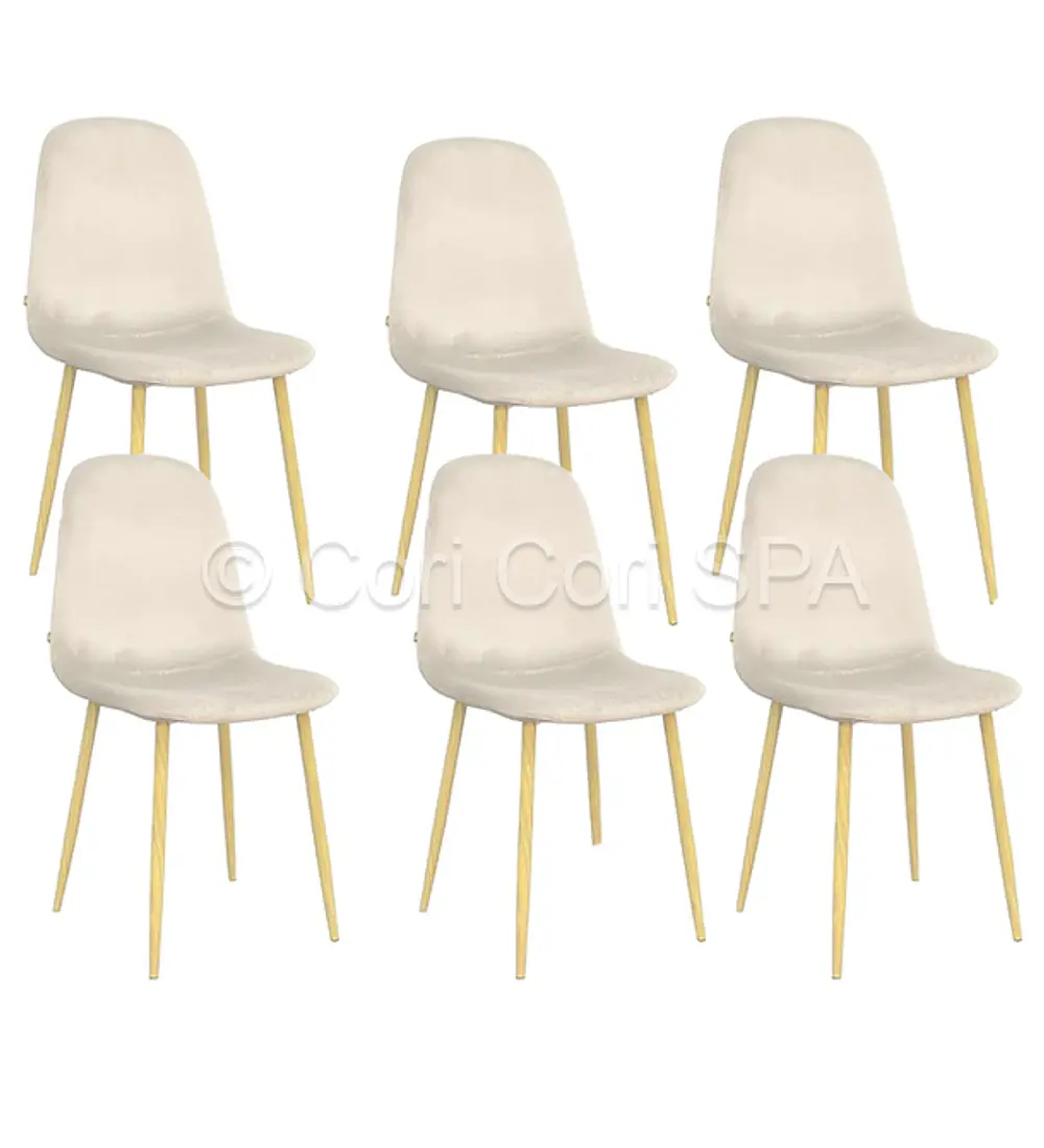 Pack 6 Sillas Scoop Lino Wood