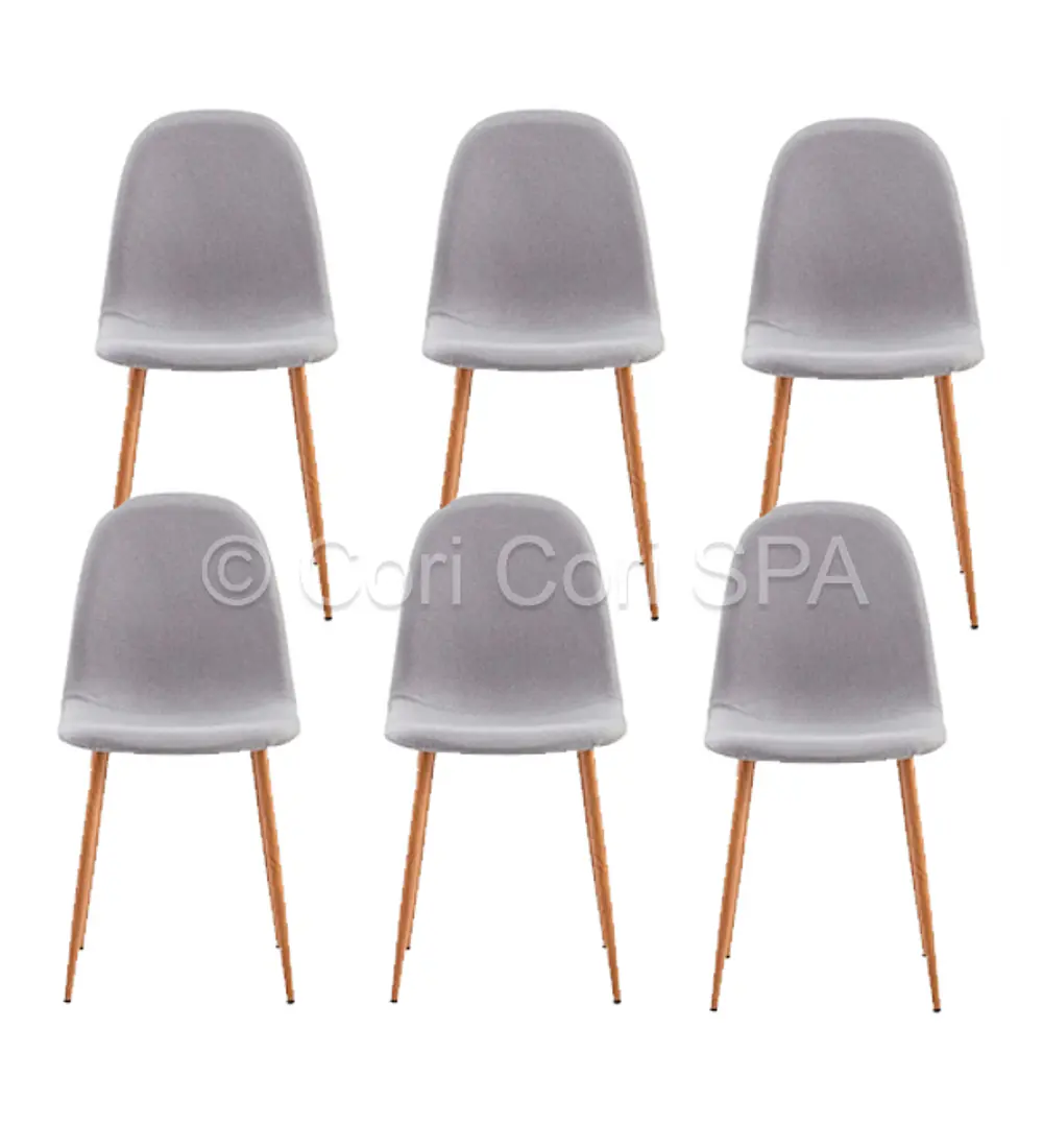 Pack 6 Sillas Scoop Lino Wood