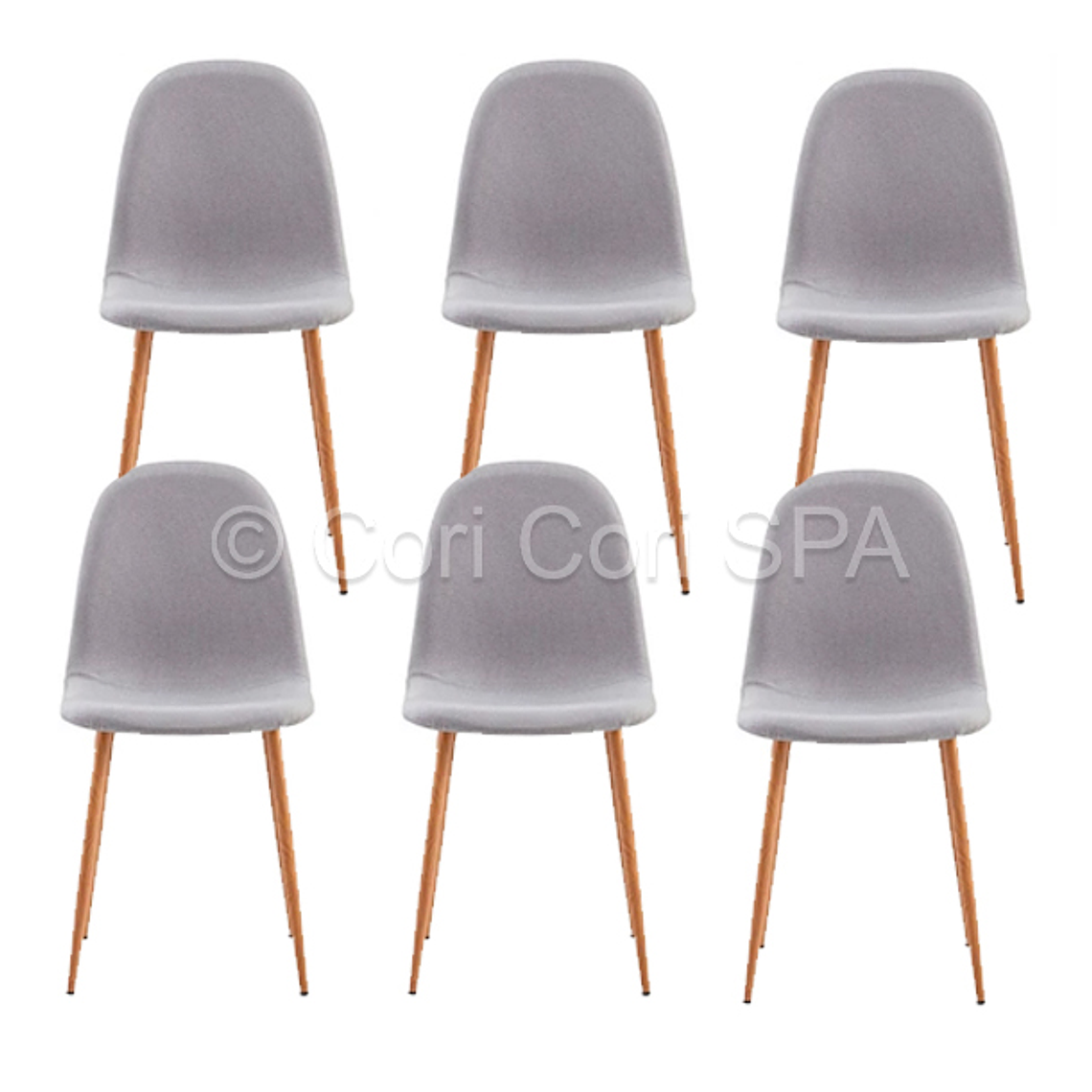 Pack 6 Sillas Scoop Lino Wood 2