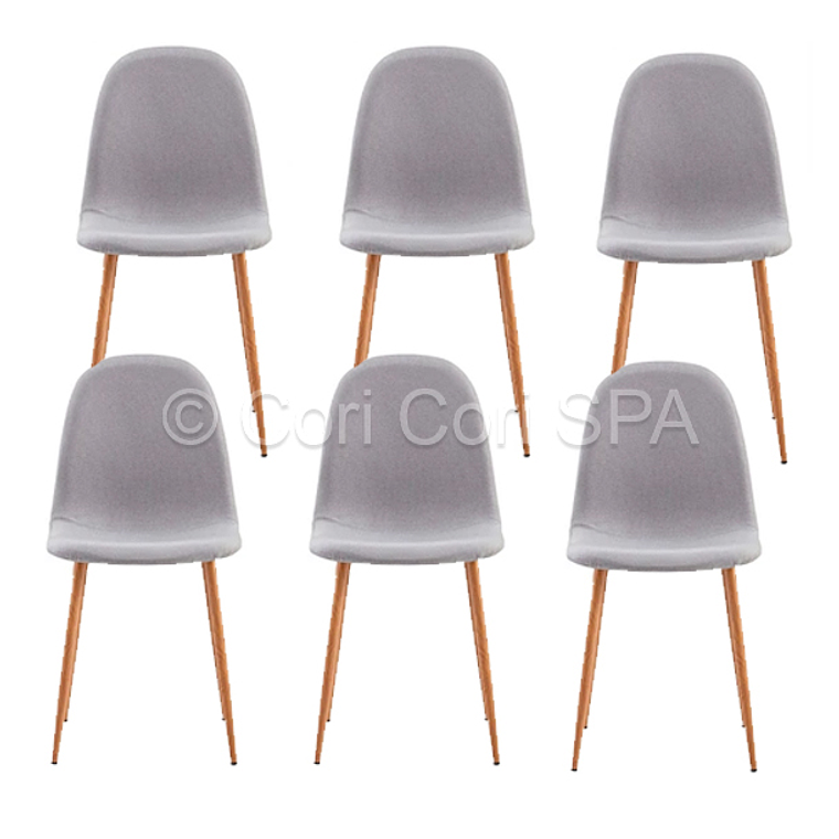 Pack 6 Sillas Scoop Lino Wood 2