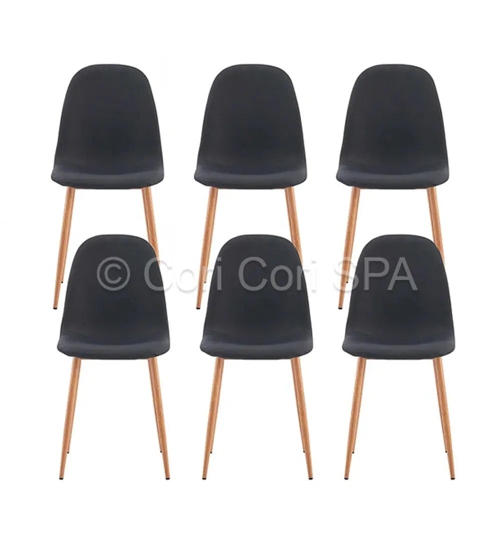 Pack 6 Sillas Scoop Lino Wood