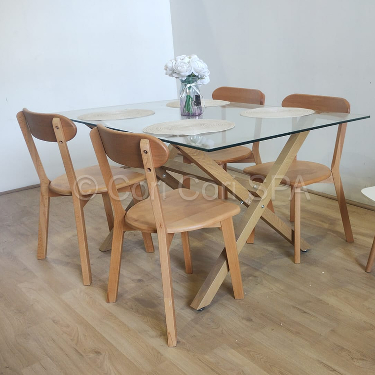Comedor Medlock 120x80cm + 4 Sillas Fresno de Madera  5