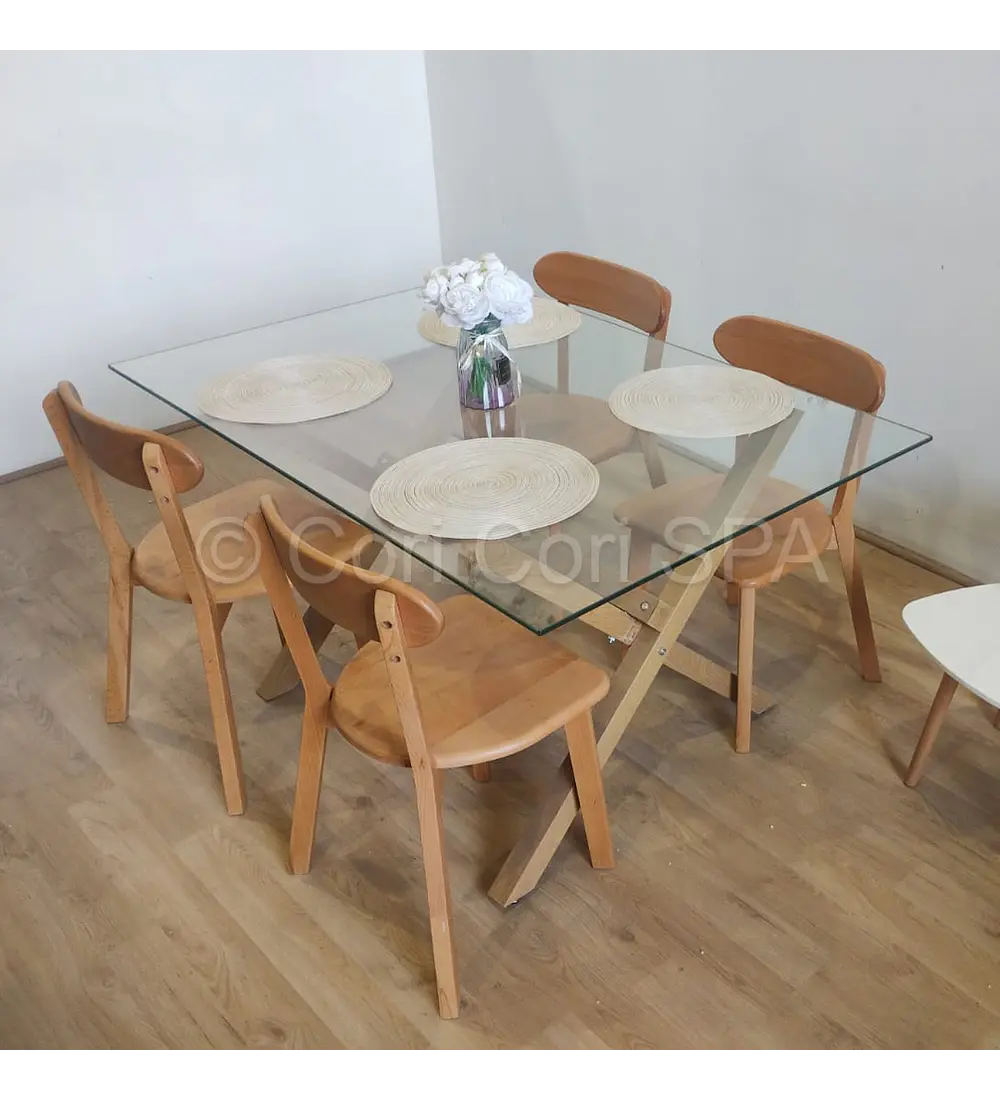 Comedor Medlock 120x80cm + 4 Sillas Fresno de Madera 