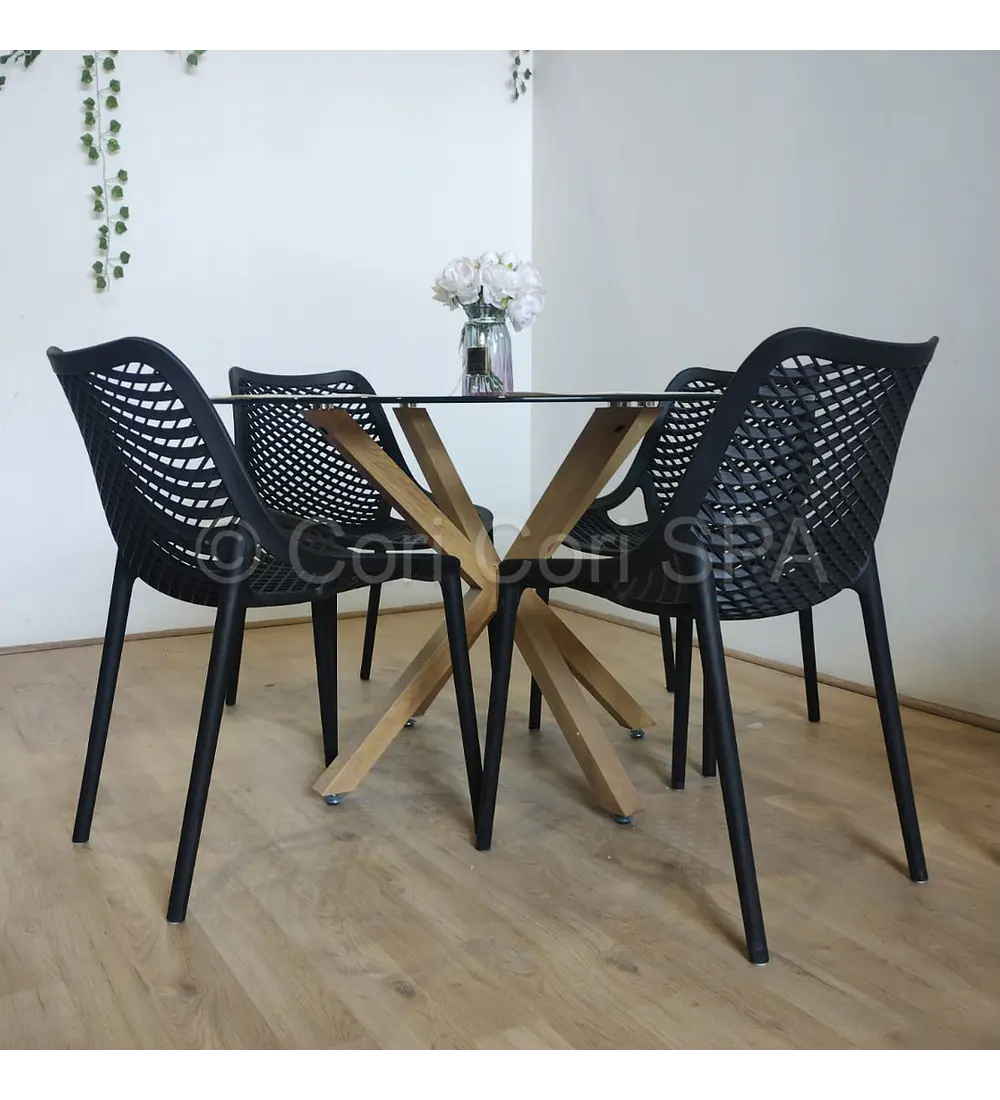 Comedor Warwick 100cms + 4 Sillas Air Berlin 