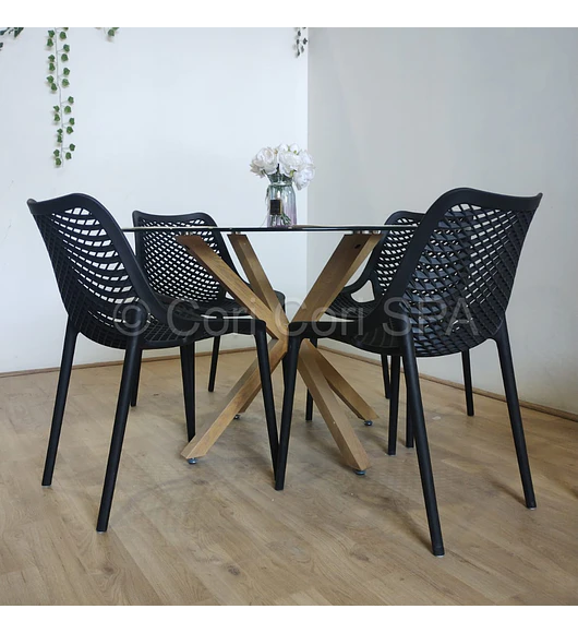 Comedor Warwick 100cms + 4 Sillas Air Berlin 