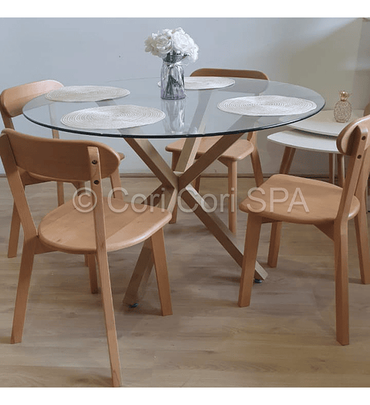 Comedor Warwick 100cm + 4 Sillas Fresno Madera