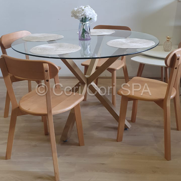 Comedor Warwick 100cm + 4 Sillas Fresno Madera 1