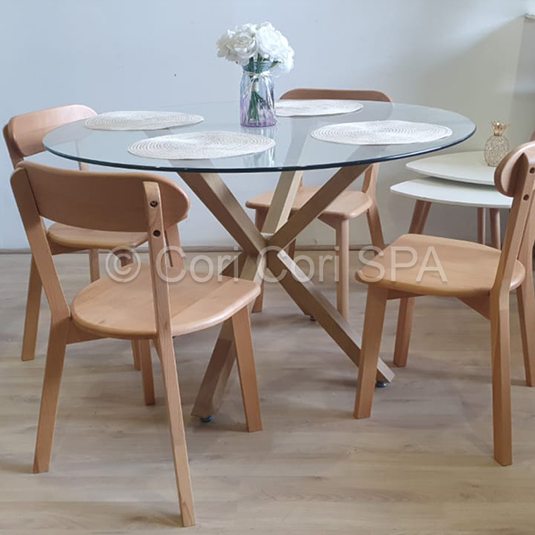 Comedor Warwick 100cm + 4 Sillas Fresno Madera 2