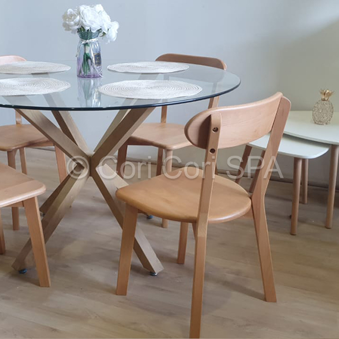 Comedor Warwick 100cm + 4 Sillas Fresno Madera 3