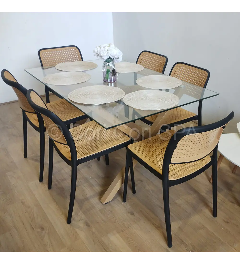 Comedor Medlock 140x90cm +  6 Sillas Delta