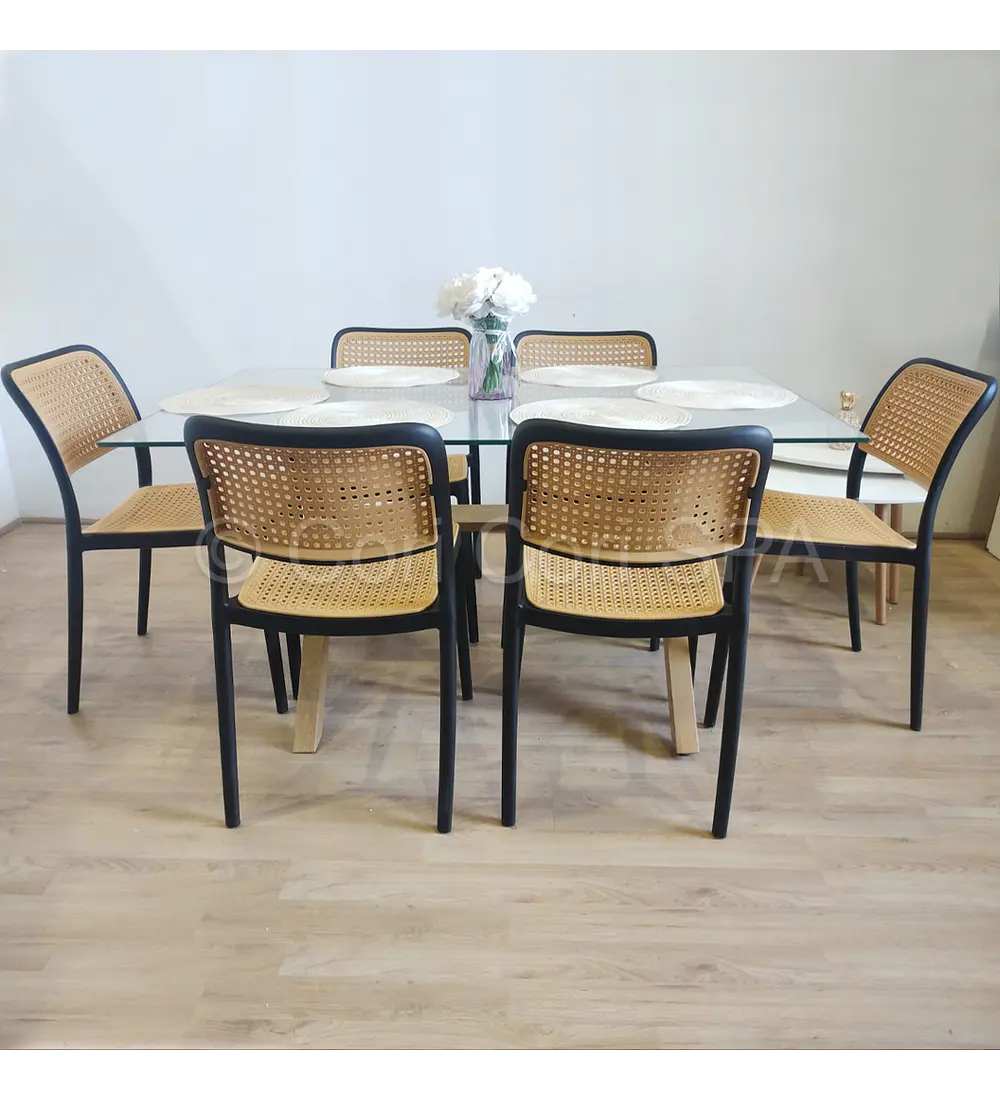 Comedor Medlock 140x90cm +  6 Sillas Delta