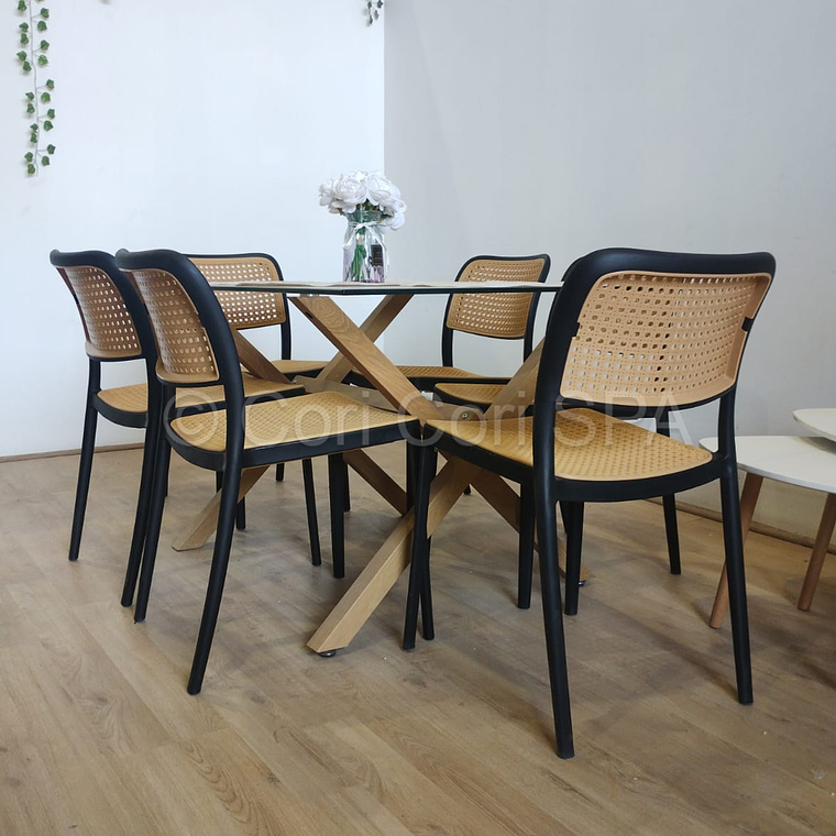 Comedor Medlock (140x90cm) +  6 Sillas Delta 5