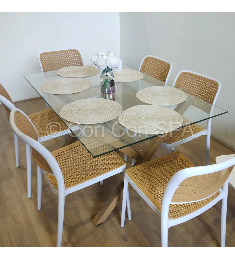 Comedor Medlock 140x90cm +  6 Sillas Delta
