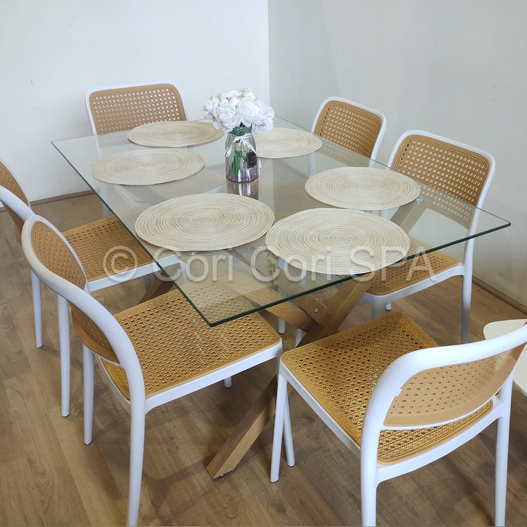 Comedor Medlock (140x90cm) +  6 Sillas Delta 4