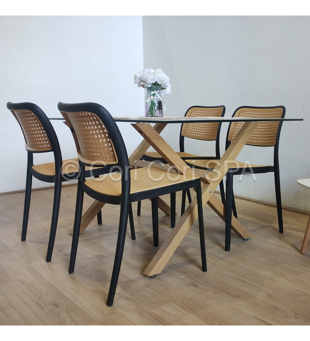 Comedor Medlock 140x90cm +  4 Sillas Delta