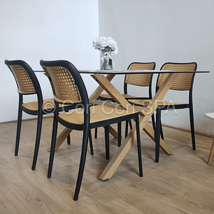 Comedor Medlock 140x90cm +  4 Sillas Delta